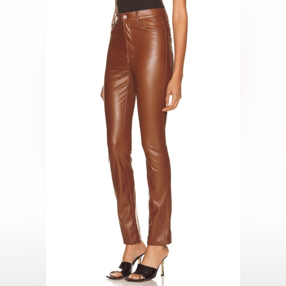 MOTHER Rail Skimp Coated Pants NWT 28 High Rise Leather Look Slim Straight - Picture 5 of 16